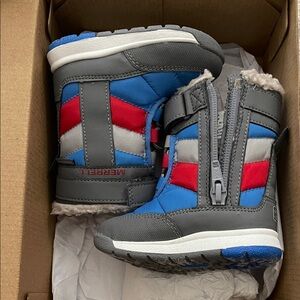 Merrell Toddler Red, Blue, and Gray Snow Boots Size 4